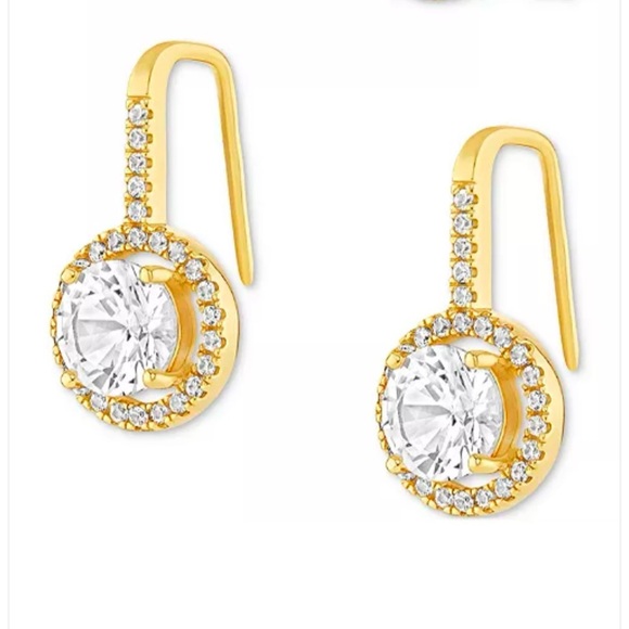 Set Cubic Zirconia Solitaire Stud Earrings, Color: Gold - Picture 5 of 6